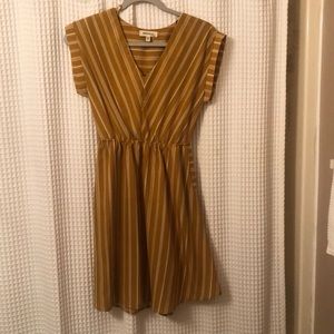 yellow striped a-line dress